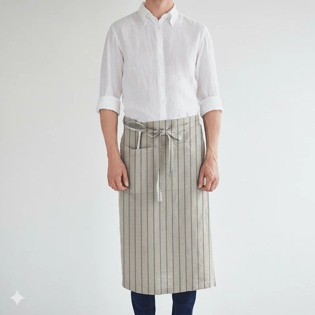 Leinen Vorbinder Streifen in Weiß+Anthrazit Weiß+Grau Muster Streifen von Linen Tales Größe 105 cm breit+ 78 cm lang
