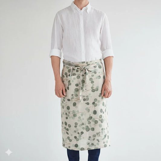 Leinen Vorbinder Streifen in Weiß+Anthrazit Weiß+Grau Muster Streifen von Linen Tales Größe 105 cm breit+ 78 cm lang