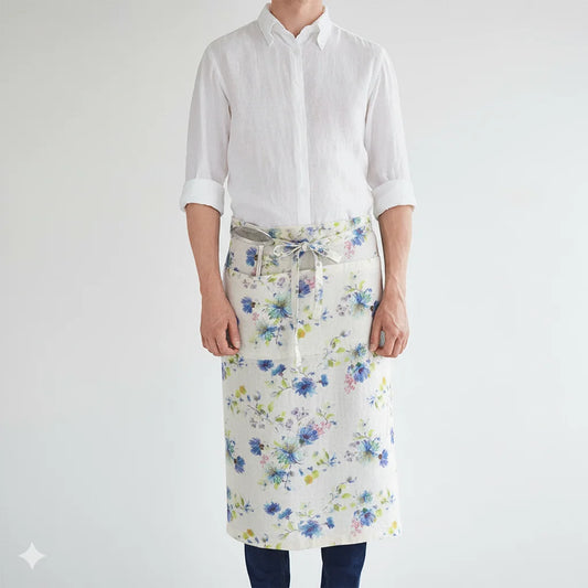 Leinen Vorbinder Streifen in Weiß+Anthrazit Weiß+Grau Muster Streifen von Linen Tales Größe 105 cm breit+ 78 cm lang