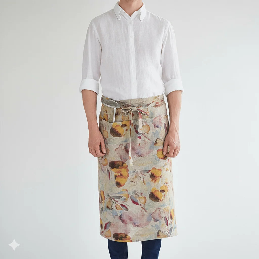 Leinen Vorbinder Streifen in Weiß+Anthrazit Weiß+Grau Muster Streifen von Linen Tales Größe 105 cm breit+ 78 cm lang