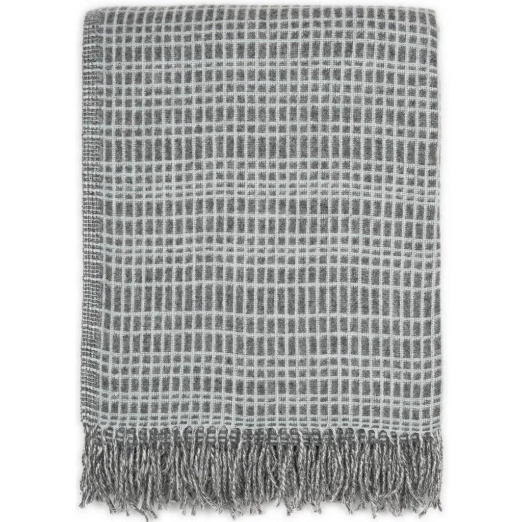 Merino Doubleface Decke mit Karo-Muster