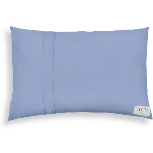 Modulare Kissenhülle rechteckig Farbkombinationen mit Jeansblau in Jeansblau+Jeansblau Blau+Blau von Vandla design Größe 40x60 cm