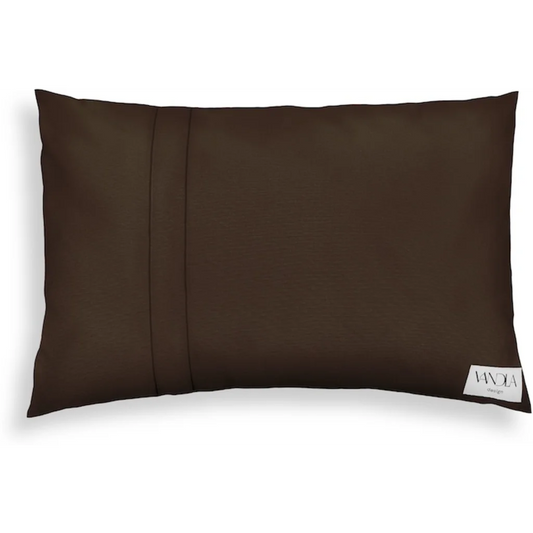 Modulare Kissenhülle rechteckig Farbkombinationen mit Schoko in Schoko+Schoko Braun+Braun von Vandla design Größe 40x60 cm