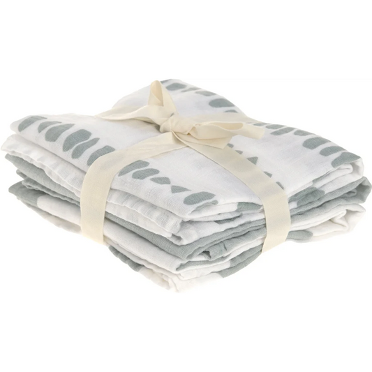 Mull Baby-Tuch Striche 3er-Pack in Blaugrau Blau Muster Striche von Lässig Größe 60x60 cm