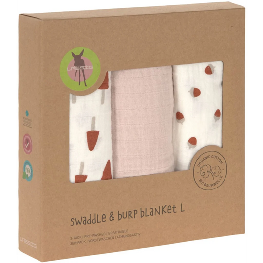 Mull Baby-Tuch Wald 3er-Pack in Rosa Muster Wald von Lässig Größe 85x85 cm