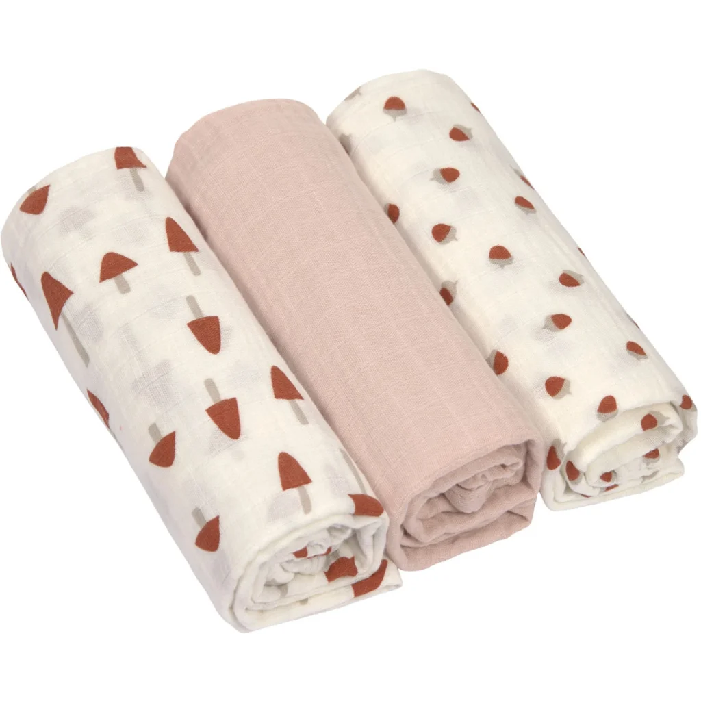Mull Baby-Tuch Wald 3er-Pack in Rosa Muster Wald von Lässig Größe 85x85 cm