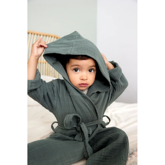 Musselin Baby-+Kinder-Bademantel in Petrol Grün von Lässig Größe 2-3 Jahre