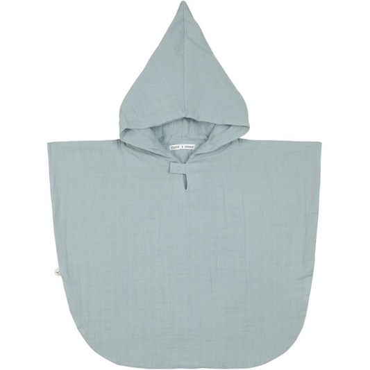 Musselin Baby-+Kinder-Badeponcho in Hellblau Blau von Lässig Größe 12-36 Monate