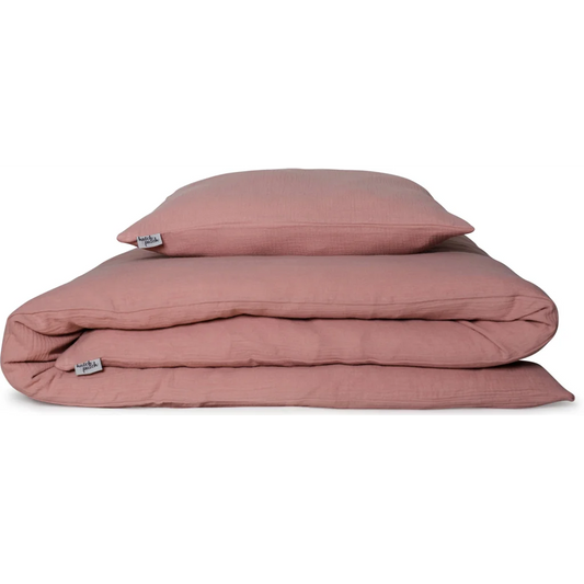 Musselin Bettwäsche Garnitur 3-teilig in Altrosa von hutch&putch Größe 200x200 + 2x 40x80 cm
