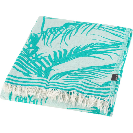 Plaid mit Palmenblatt-Muster in Türkis Blau Muster Palmenblatt von Proflax Größe 130x200 cm