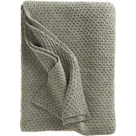 Strick Decke mit Waben-Struktur in Khaki Grün von Eagle Products Größe 150x210 cm