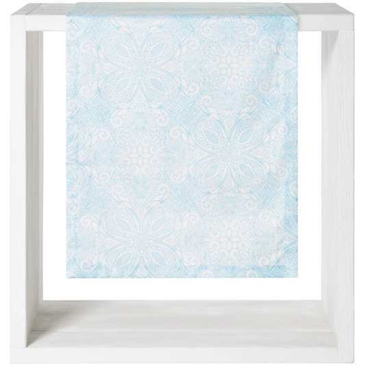 Tischdecke Blumen in Weiß+Hellblau Weiß+Blau Muster Blumen von Proflax Größe 85x85 cm