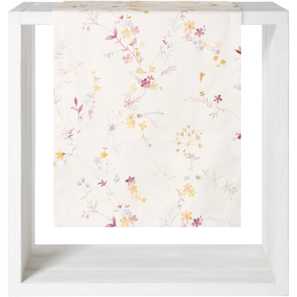 Tischdecke Blumen in Weiß Muster Blumen von Proflax Größe 110x110 cm