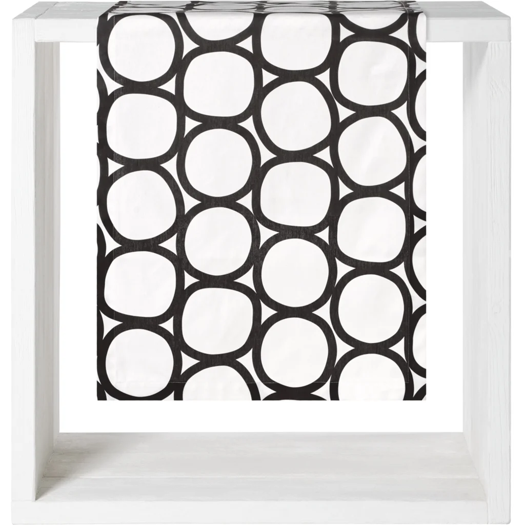 Tischdecke Kreise in Weiß+Schwarz Muster Kreise von Proflax Größe 150x250 cm