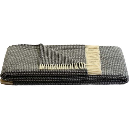 Waffelpiqué Decke WATZMANN in Anthrazit+Creme Grau+Creme von Steinbeck Größe 150x210 cm (inkl. Fransen)