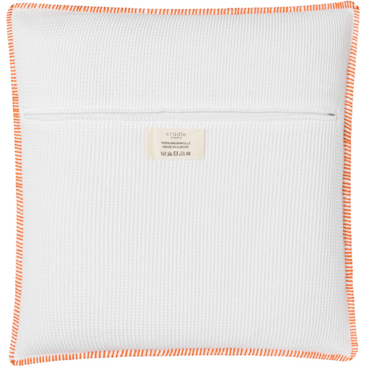 Waffelpiqué Kissenhülle mit Kontrastnaht in Weiß+Orange Weiß von Cradle Studio Größe 50x50 cm