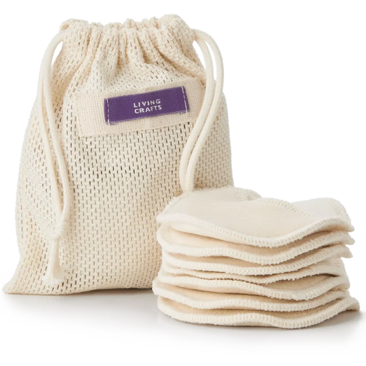 Waschbare Bio Abschminkpads 7er-Pack in Creme (naturbelassen) Creme von Living Crafts Größe One size