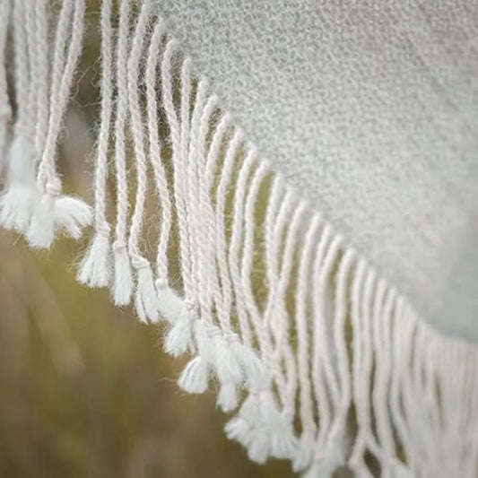 Alpaka Decke in Beige Muster Raute von Verdonna Größe 130x200 cm (inkl. Fransen)