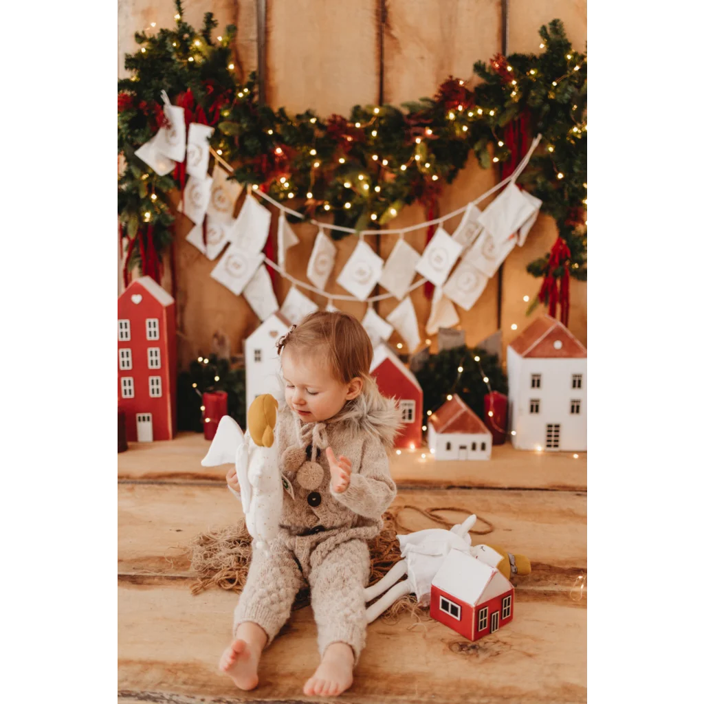 Bio Adventskalender Aufhänger Sparkling in Creme Muster Sparkling von kikadu Größe 270 cm