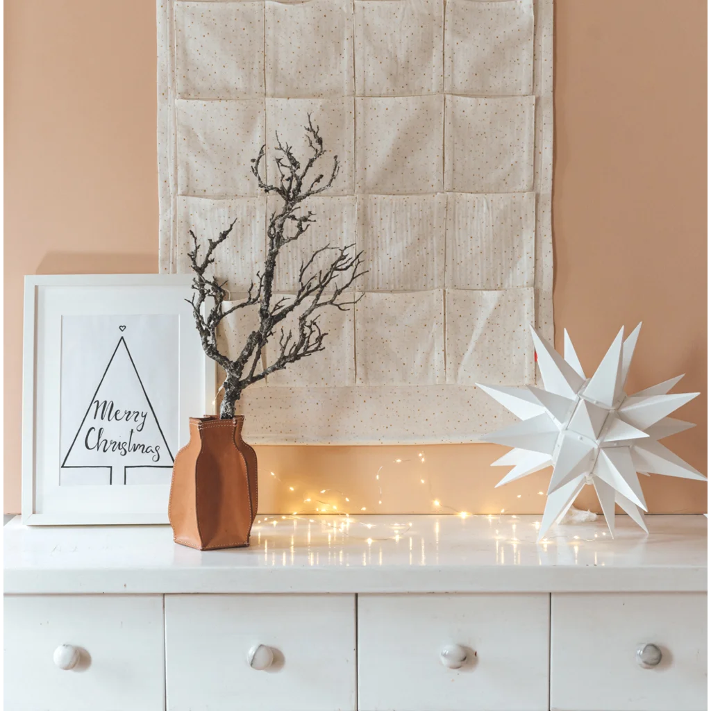Bio Adventskalender Utensilo Sparkling in Creme Muster Sparkling von kikadu Größe 70x120 cm