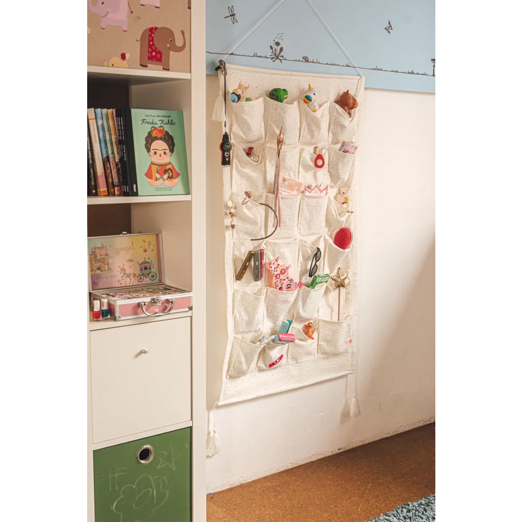 Bio Adventskalender Utensilo Sparkling in Creme Muster Sparkling von kikadu Größe 70x120 cm