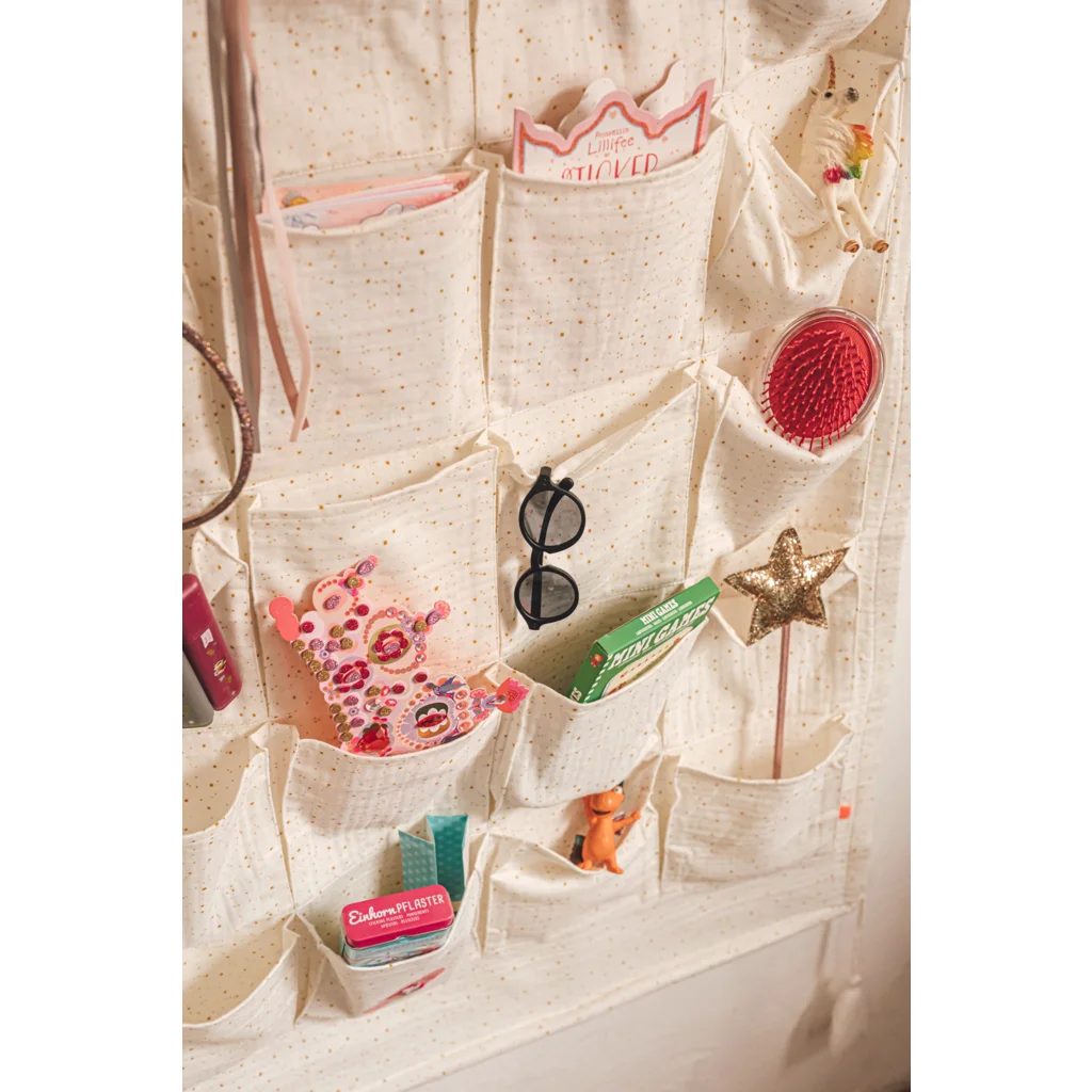 Bio Adventskalender Utensilo Sparkling in Creme Muster Sparkling von kikadu Größe 70x120 cm