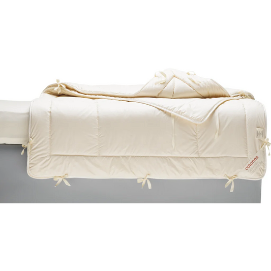 Bio Bettdecke 4-Jahreszeiten mit Füllung Schafschurwolle in Creme von Cotonea Größe 155x220 cm