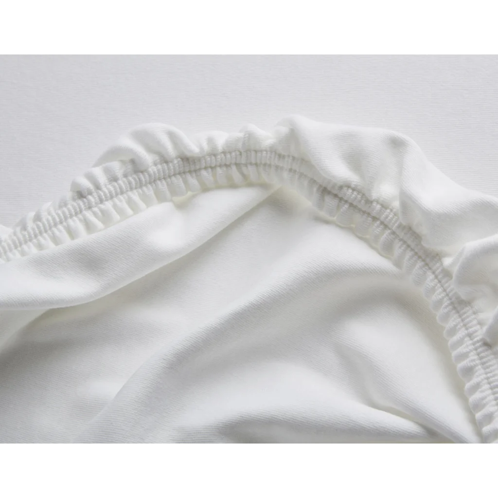 Bio Double-Jersey Spannbettlaken für Matratzen in Standardgröße und Überlänge - Einzelbett in Weiß von Cotonea Größe 90-100 x 220 cm