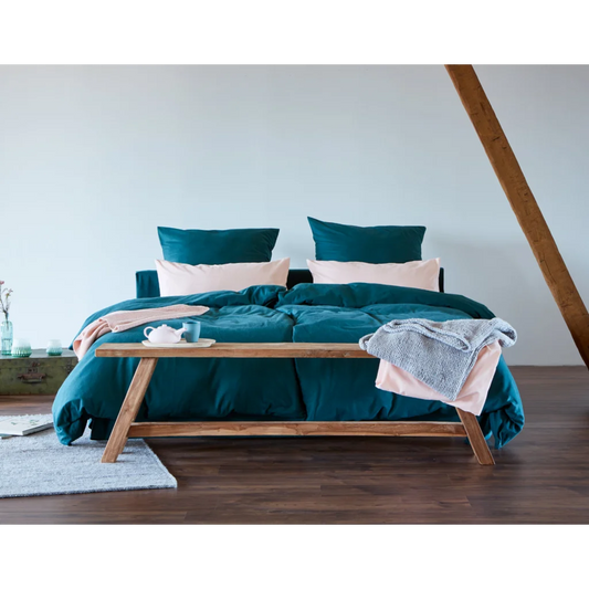 Bio Edel-Biber Bettwäsche Classic Garnitur in Pinie Grün von Cotonea Größe 135x200 + 80x80 cm