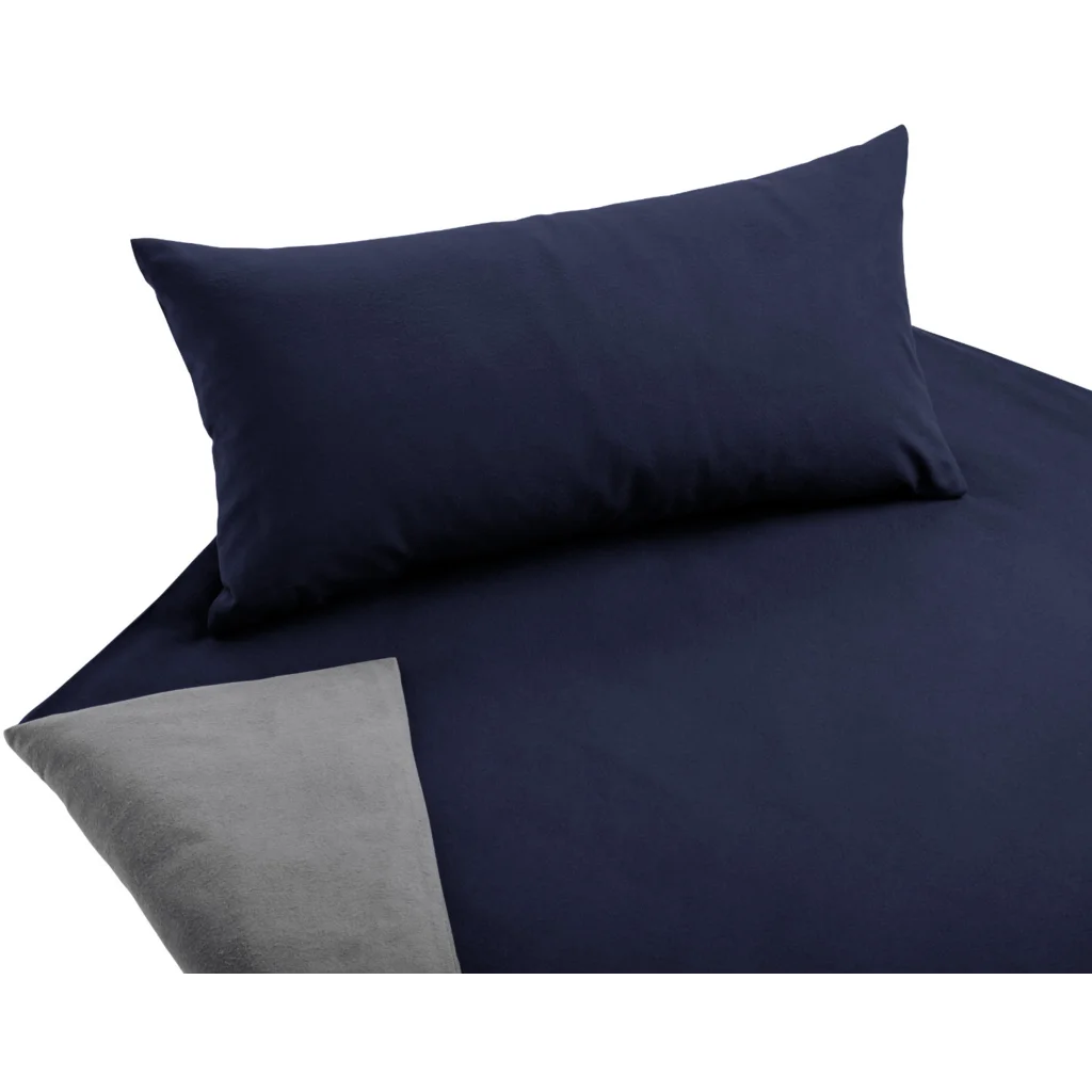 Bio Edel-Biber Wendebettwäsche Kissenbezug in Azurblau+Silber Blau+Grau von Cotonea Größe 40x80 cm