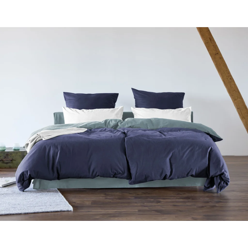 Bio Edel-Biber Wendebettwäsche Kissenbezug in Azurblau+Türkis Blau von Cotonea Größe 40x80 cm
