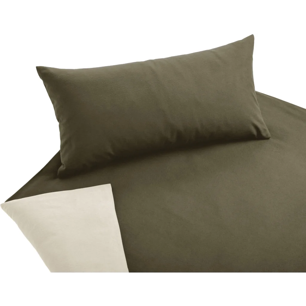 Bio Edel-Biber Wendebettwäsche Kissenbezug in Sand+Creme Beige+Creme von Cotonea Größe 80x80 cm