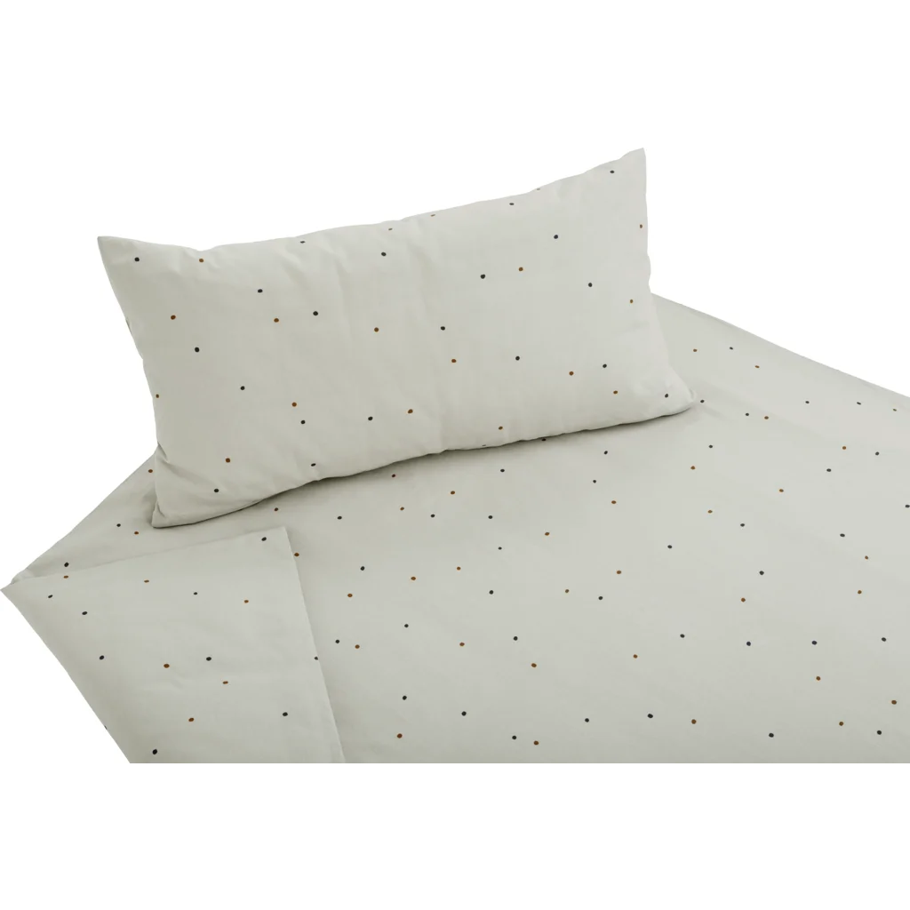 Bio Edel-Linon Bettwäsche Dancing Dots Kissenbezug in Leinen Beige Muster Dancing Dots von Cotonea Größe 80x80 cm