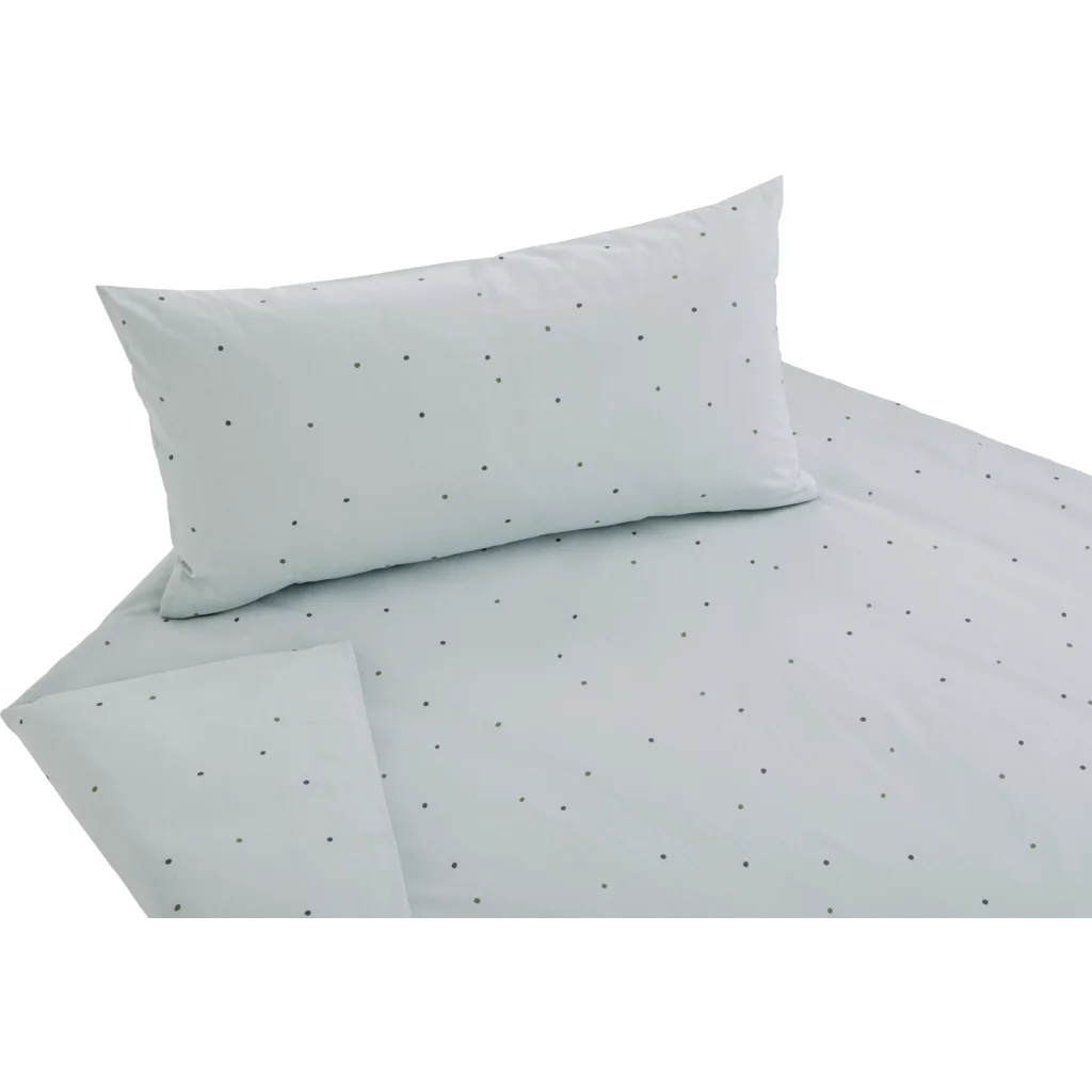 Bio Edel-Linon Bettwäsche Dancing Dots Kissenbezug in Wasserblau Blau Muster Dancing Dots von Cotonea Größe 40x80 cm