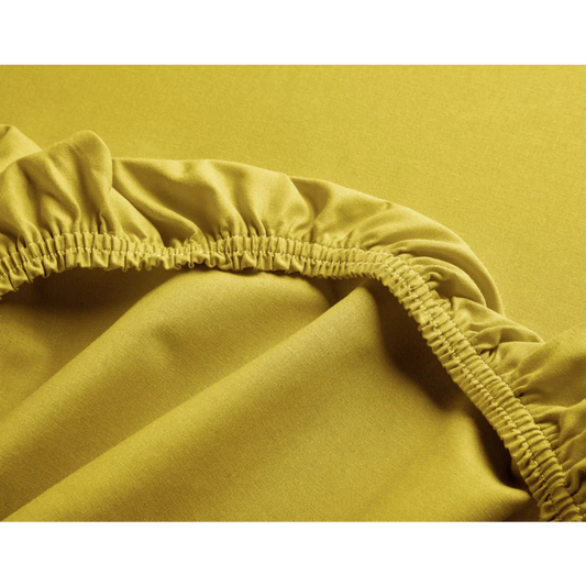 Bio Edel-Linon Spannbettlaken für Kinder-Matratzen in Curry Gelb von Cotonea Größe 60x120 cm