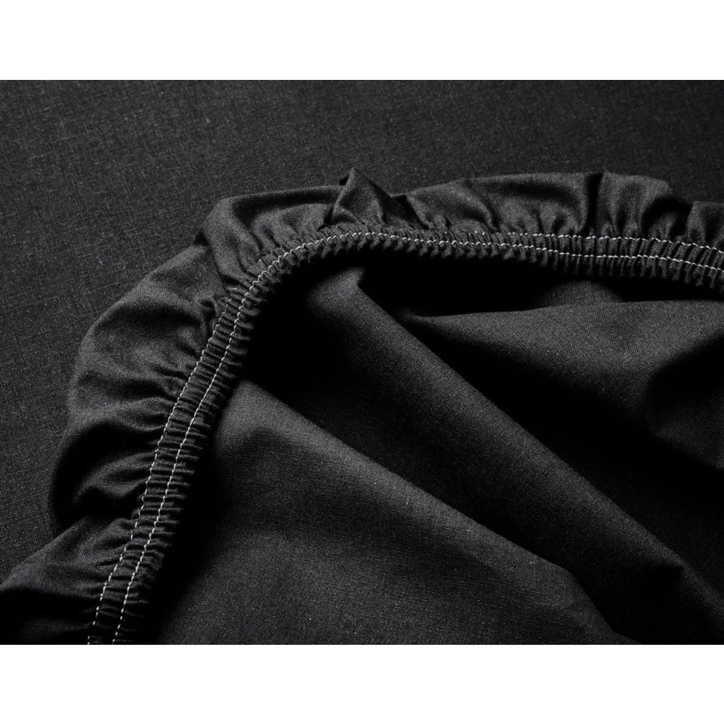 Bio Edel-Linon Spannbettlaken für Matratzen in Standardgröße - Doppelbett in Schwarz von Cotonea Größe 180x200 cm
