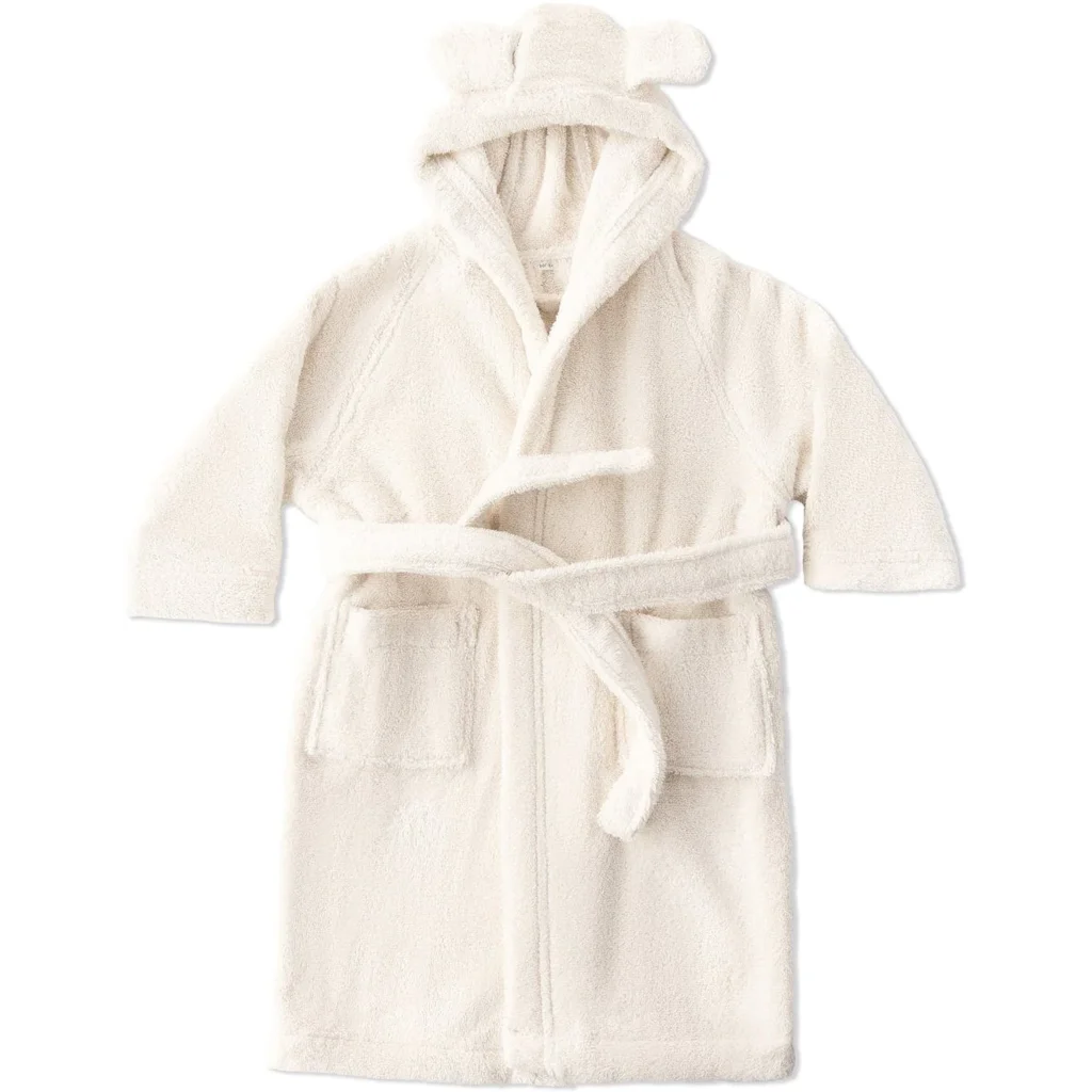 Bio Frottier Baby-+Kinder-Bademantel in Creme von Leela Cotton Größe 74+80