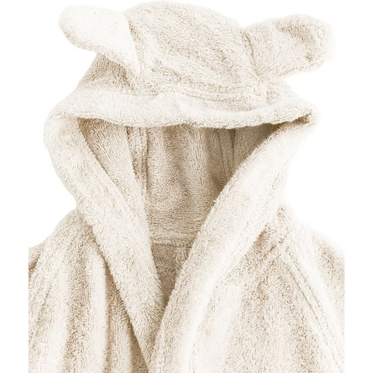 Bio Frottier Baby-+Kinder-Bademantel in Creme von Leela Cotton Größe 74+80