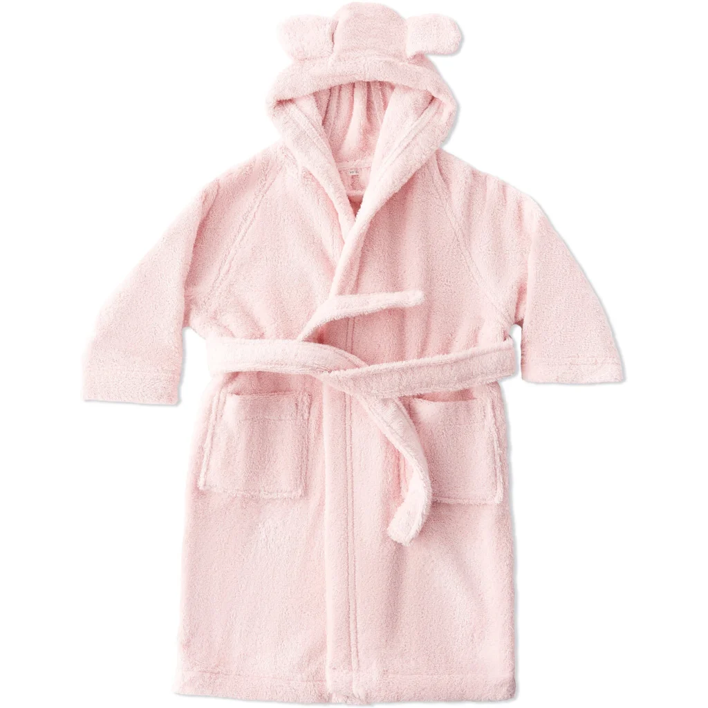 Bio Frottier Baby-+Kinder-Bademantel in Rosa von Leela Cotton Größe 98+104