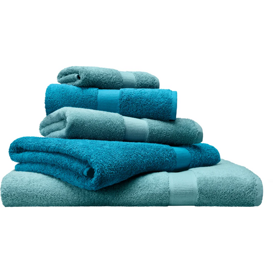 Bio Frottier Geschenkset 6-teilig in Atlantik+Opal Blau von Cotonea Größe 2x 30x50 cm+ 2x 50x100 cm+ 2x 70x140 cm