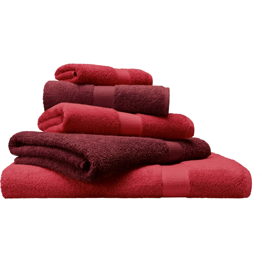 Bio Frottier Geschenkset 6-teilig in Rot+Bordeaux Rot von Cotonea Größe 2x 30x50 cm+ 2x 50x100 cm+ 2x 70x140 cm