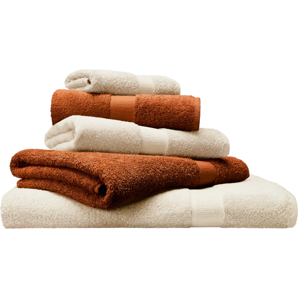 Bio Frottier Geschenkset 6-teilig in Terra+Natur Orange+Creme von Cotonea Größe 2x 30x50 cm+ 2x 50x100 cm+ 2x 70x140 cm