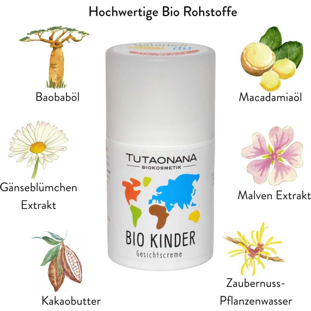 Bio Kinder Gesichtscreme in Muster  von Tutaonana Größe 50 ml