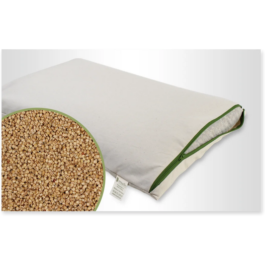 Bio Kissen mit Füllung Hirseschalen in Creme von mudis Größe 25x50 cm