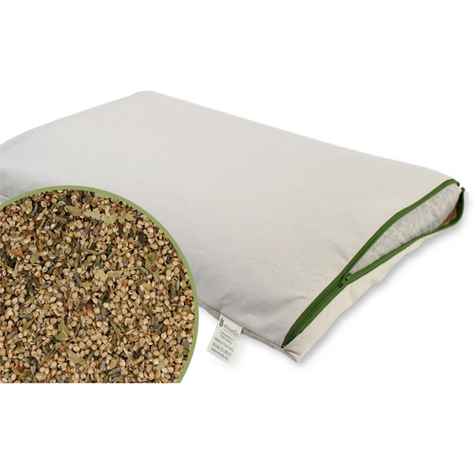 Bio Kissen mit Füllung Hirseschalen & Kräuter in Creme von mudis Größe 25x50 cm