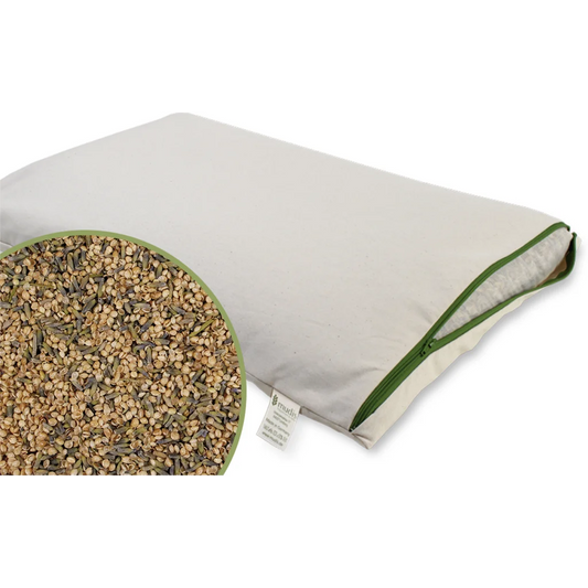 Bio Kissen mit Füllung Hirseschalen & Lavendel in Creme von mudis Größe 25x50 cm