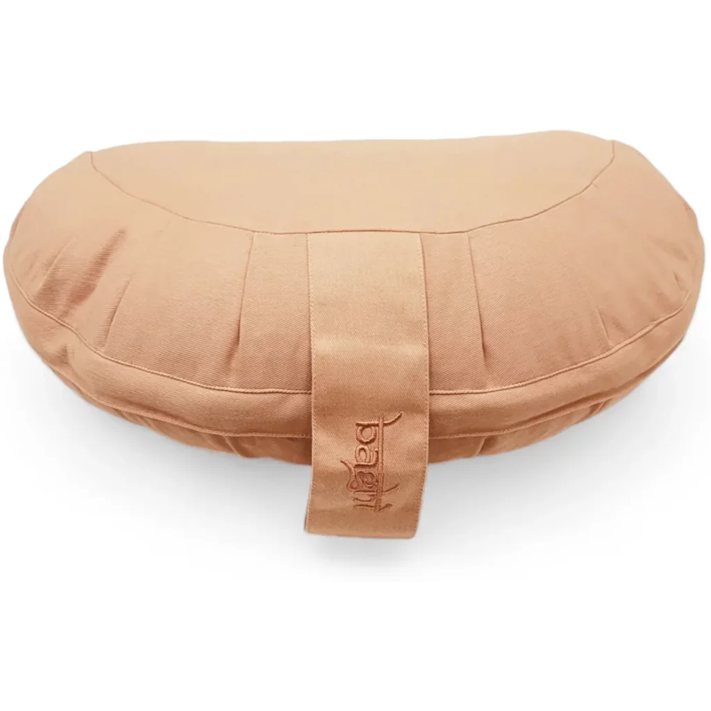Bio Meditationskissen+Yogakissen Halbmond in Hellzimt Braun von BAGHI Größe 43x23 cm Höhe 18 cm