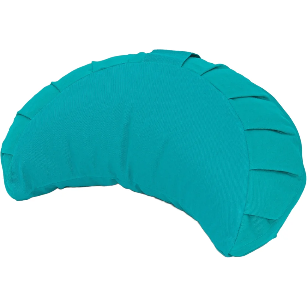 Bio Meditationskissen+Yogakissen Halbmond in Petrol Blau von BAGHI Größe 43x23 cm Höhe 18 cm