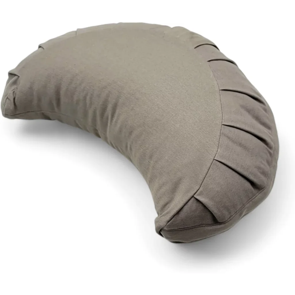 Bio Meditationskissen+Yogakissen Halbmond in Steingrau Braun von BAGHI Größe 43x23 cm Höhe 18 cm
