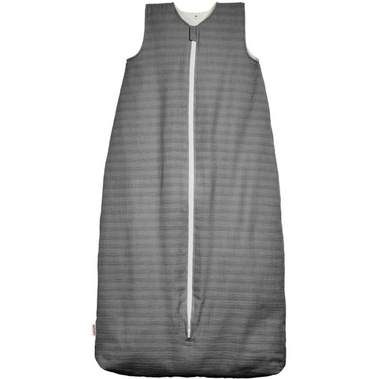 Bio Musselin Baby-Schlafsack mit Jerseyfutter in Anthrazit von Cotonea Größe 90 (ca. 97 cm)